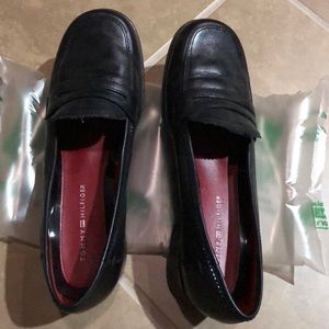 Tommy Hilfiger Black Leather Block Heels